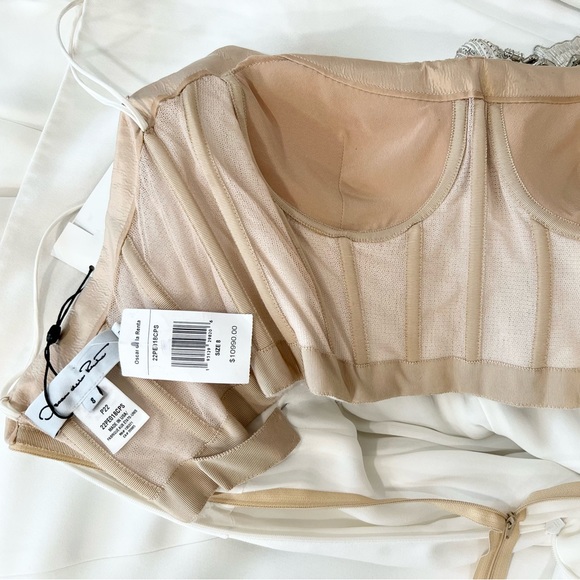 Oscar de la Renta Crystal Beaded Flower Strapless Gown Long Dress - Picture 10 of 17